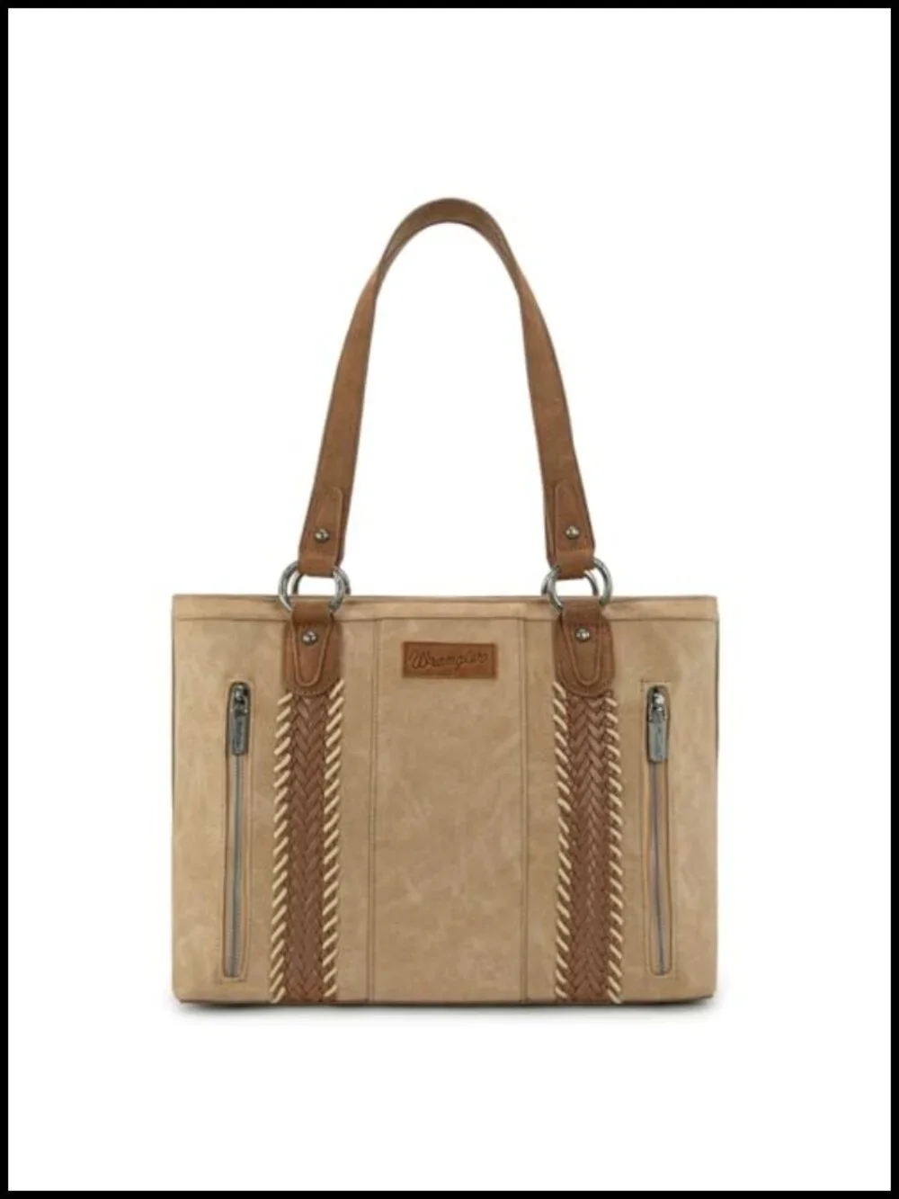 Western Distressed Faux Leather Tote Bag Multi Pockets Shoulder Handbag